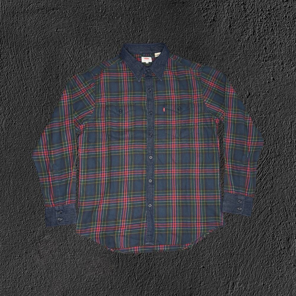2019 NWT Levis thermadapt plaid/denim collar flannel shirt